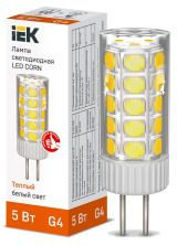 Лампа светодиодная CORN капсула 5Вт 12В 3000К керамика G4 IEK LLE-CORN-5-012-30-G4 IEK