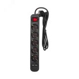 Удлинитель STANDARD 5 гнезд, 1,5 м, 3х1,0 мм2, с/з, с выключателем, 2 USB, черный 13-4040 REXANT