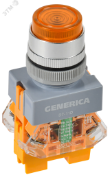 Кнопка D7-11D d=22мм 1з+1р с подсв. жел. GENERICA BBT50-11D-3-12-K05-G IEK