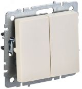 BRITE Выключатель двухклавишный проходной 10А ВС10-2-6-БрКр бежевый BR-V22-0-10-K10 IEK