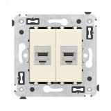 Avanti Компьютерная розетка RJ-45 без шторки в стену, кат.6А двойная экранированная,  Ванильная дымка 4405774 DKC