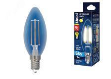 Лампа светодиодная Форма свеча прозрачная Серия Sky Теплый белый свет (3000К) LED-C35-9W/3000K/E14/CL PLS02WH Картон ТМ UL-00005160 Uniel