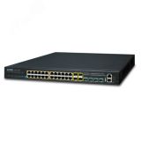 Коммутатор управляемый L3 PoE 24 порта 10/100/1000 Мб/с, 4хSFP, 4хSFP+, 370 Вт 1000467296 PLANET