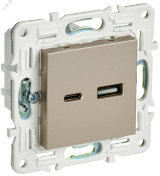 SKANDY Розетка USB A+C 3,1А SK-R14Sh шампань IEK SK-U22-D31-K37 IEK