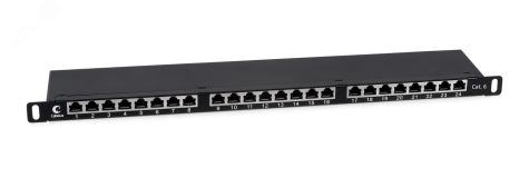 Патч-панель высокой плотности 19' (0,5U), 24 порта RJ-45, категория 6, полностью экранированная, Dual IDC 9651c Cabeus