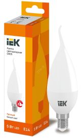Лампа светодиодная CB35 свеча на ветру 5Вт 230В 3000К E14 IEK LLE-CB35-5-230-30-E14 IEK