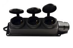 Розетка наружной установки 3х2Р+РЕ 1х16А 220v каучук 106-0400-0101/101 Lezard