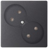 Розетка 2х2К без защитных шторок, графит 2450457-038 Simon