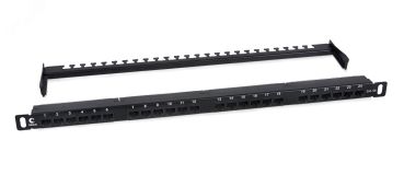 Патч-панель высокой плотности 19' (0,5U), 24 порта RJ-45, категория 6a, Dual IDC,180 градусов, с задним кабельным организатором 9665c Cabeus