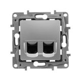 ETIKA Двойная розетка RJ 45 категория 5е UTP алюминий 672455 Legrand/Daccord