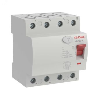 Выключатель дифференциального тока 4п 63A 100мА АС MDL100-4P3-63-AC DKC