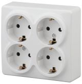 Розетка 4х2P+E Schuko со шторками, 16A-250В, ОУ, Эра Эксперт, белый, 11-2211-01 Б0020709 ЭРА