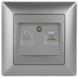 Розетка информационная RJ45, СУ, Solo, алюминий, 4-303-03 Б0043384 ЭРА