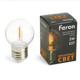 Лампа светодиодная LED 2вт Е27 оранжевый шар филамент 48932 FERON