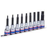 Набор торцевых насадок 1/2', TORX, Т20-Т60 мм, L = 80 мм, 9 предметов 4119PR10 King Tony