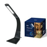 Светильник настольный TLD-565 Black/LED/360Lm/3000-6000K/Dimmer/WR 12W Сенсорный выключатель Диммер Беспроводное зарядное устройство Черный UL-00006472  Uniel