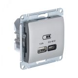 GLOSSA USB РОЗЕТКА A + тип-C 45W высокоскор.заряд. QC, PD, механизм, ПЛАТИНА GSL001229 Systeme Electric