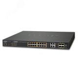 Коммутатор управляемый PoE 16 портов 10/100/1000 Мб/с 4хSFP, 220 Вт 1000467372 PLANET