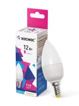 Лампа светодиодная LED 12Вт Свеча 220В Е14 D37х110 3000К теплый 1070 лм LkecLED12wCNE1430 Космос