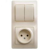 Блок: розетка + выключатель двухклавишный бежевый GSL000272 Systeme Electric