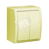 15 Aqua Выключатель двухклавишный с подсветкой IP54 10А 250В винтовой зажим S15A слоновая кость 1594399-031 Simon