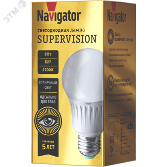 Лампа светодиодная 9вт NLL-A60-9-230-2.7K-E27-FR-SV 25061 Navigator Group
