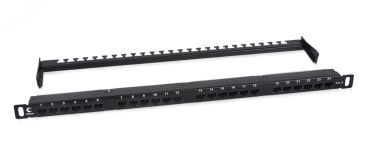 Патч-панель высокой плотности 19' (0,5U), 24 порта RJ-45, категория 6, Dual IDC,180 градусов, с задним кабельным организатором 9664c Cabeus