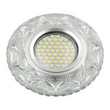DLS-L149 GU5.3 GLASSY/CLEAR Светильник декоративный встраиваемый, серия Luciole. Без лампы, цоколь GU5.3. Доп. светодиодная подсветка 3Вт. Стекло. Зеркальный/прозрачный. ТМ Fametto UL-00003902 Uniel