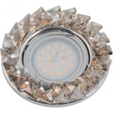 DLS-P116 GU5.3 CHROME/COGNAC Светильник декоративный встраиваемый ТМ ''Fametto'', серия ''Peonia''. Без лампы, цоколь GU5.3. Основание металл, цвет хром. Отделка стекло, цвет коньячный 10550       Uniel