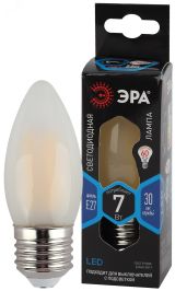 Лампа светодиодная F-LED B35-7W-840-E27 frost (филамент, свеча мат, 7Вт, нейтр, E27) (10/100/5000) Б0046990 ЭРА