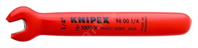 Ключ гаечный рожковый дюймовый VDE 1000V размер под ключ 1/4 L-108 мм диэлектрический KN-98001_4 KNIPEX