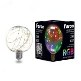 Лампа светодиодная LED 3вт Е27 прозрачный RGB шар G95 41678 FERON