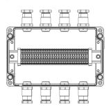 Взрывозащищенная клеммная коробка из алюминия TBE-A-18-(30xCBC.4)-4xKH2MHK(A)-2xPBMB(B)-4xKH2MHK(C)-2xPBMB(D)1Ex e IIC Т5 Gb / Ex tb IIIC T95°C Db IP66 1201.181.22.11H DKC