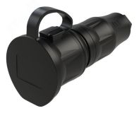 Розетка каб 16A/250V/2P+E/IP54 с крышкой черный 00-00028747 PCE
