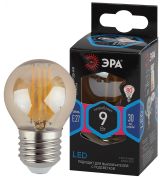 Лампа светодиодная F-LED P45-9W-840-E27 gold (филамент, шар золот, 9Вт, нейтр, E27) (10/100/3600) Б0047031 ЭРА