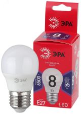 Лампа светодиодная LED P45-8W-865-E27 R (диод, шар, 8Вт, хол, E27) (10/100/3600) Б0045359 ЭРА