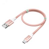 Кабель Micro USB, 0.5 м., AL розовый нейлон, быстрая зарядка 1000626775 Greenconnect