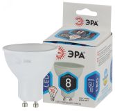 Лампа светодиодная LED MR16-8W-840-GU10 (диод, софит, 8Вт, нейтр, GU10) (10/100/3600) Б0036729 ЭРА