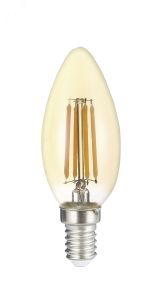 Лампа сетодиодная декоративная LED 8w E14 4000K свеча золотая филамент 230/50 Jazzway 5020948 JazzWay