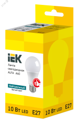 Лампа светодиодная ALFA A60 груша 10Вт 230В 4000К E27 IEK LLA-A60-10-230-40-E27 IEK