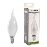 Лампа светодиодная LED 15вт Е14 белый матовая свеча на ветру FILAMENT 38262 FERON