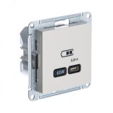 ATLASDESIGN USB РОЗЕТКА тип-C 65W высокоскор.заряд. QC, PD, механизм, БЕЖЕВЫЙ ATN000227 Systeme Electric