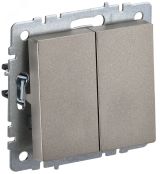 BRITE Выключатель двухклавишный проходной 10А ВС10-2-6-БрШ шампань BR-V22-0-10-K37 IEK