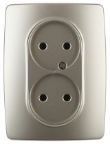 Розетка 2X2P, 16A-250В, Эра12, шампань, 12-2107-04 Б0031241 ЭРА