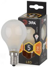 Лампа светодиодная филаментная F-LED P45-5W-827-E14 frost (филамент, шар мат., 5Вт, тепл, E14 (10/100/3000) Б0027929 ЭРА