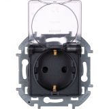 Розетка 2К+З IP 44 с откидной крышкой и шторками немецкий стандарт 16 А 250 В~ INSPIRIA антрацит 673743 Daccord/Legrand