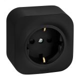 Розетка с заземлением - Legrand Quteo - со шторками IP20 16А 250В винтовые зажимы накладной монтаж - чёрный матовый 782476 Legrand/Daccord