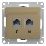 GLOSSA Розетка телефон/компьютер RJ11+RJ45 категория 5е в рамку титан GSL000485 Systeme Electric