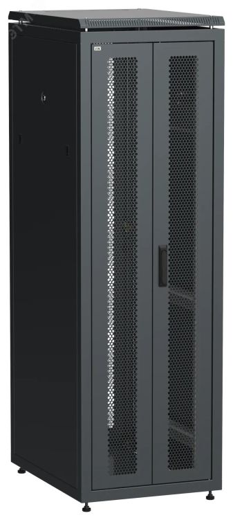 Шкаф напольный сетевой 19' LINEA N 38U 600х800мм передняя распашная перфорированная дверь задняя перфорированная черный LN05-38U68-2PP ITK
