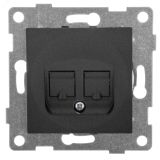 GUSI Bravo механизм розетки  компьютерной RJ45, двойной, скрытая установка.  Цвет графит. С10К2-010 GUSI ELECTRIC